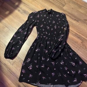 black floral print dress short